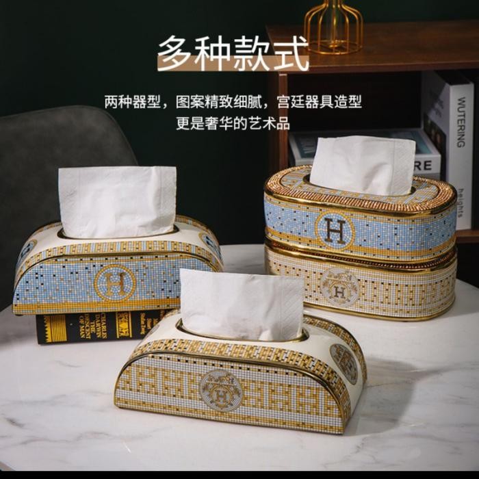 PREMIUM Tissue Box Ceramic Kotak Tissue Motif Hermes