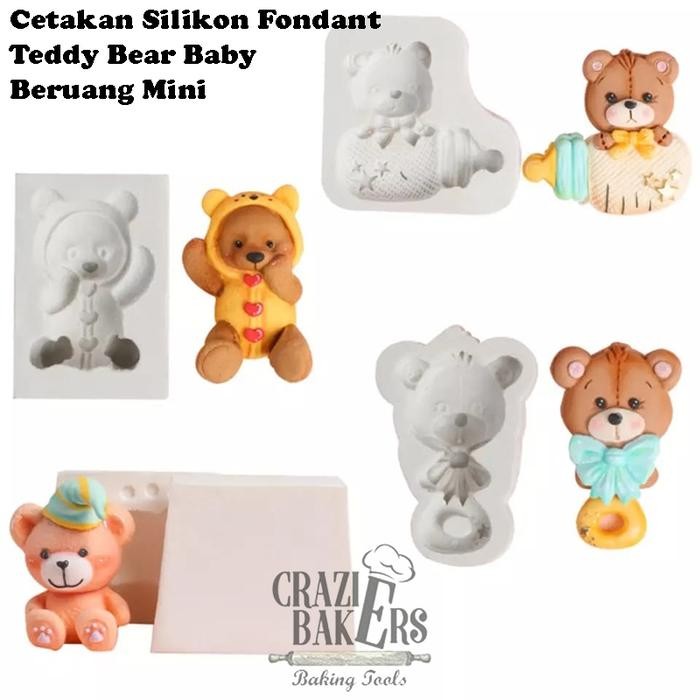 PREMIUM Cetakan Silikon Fondant Teddy Bear Baby Beruang Mini