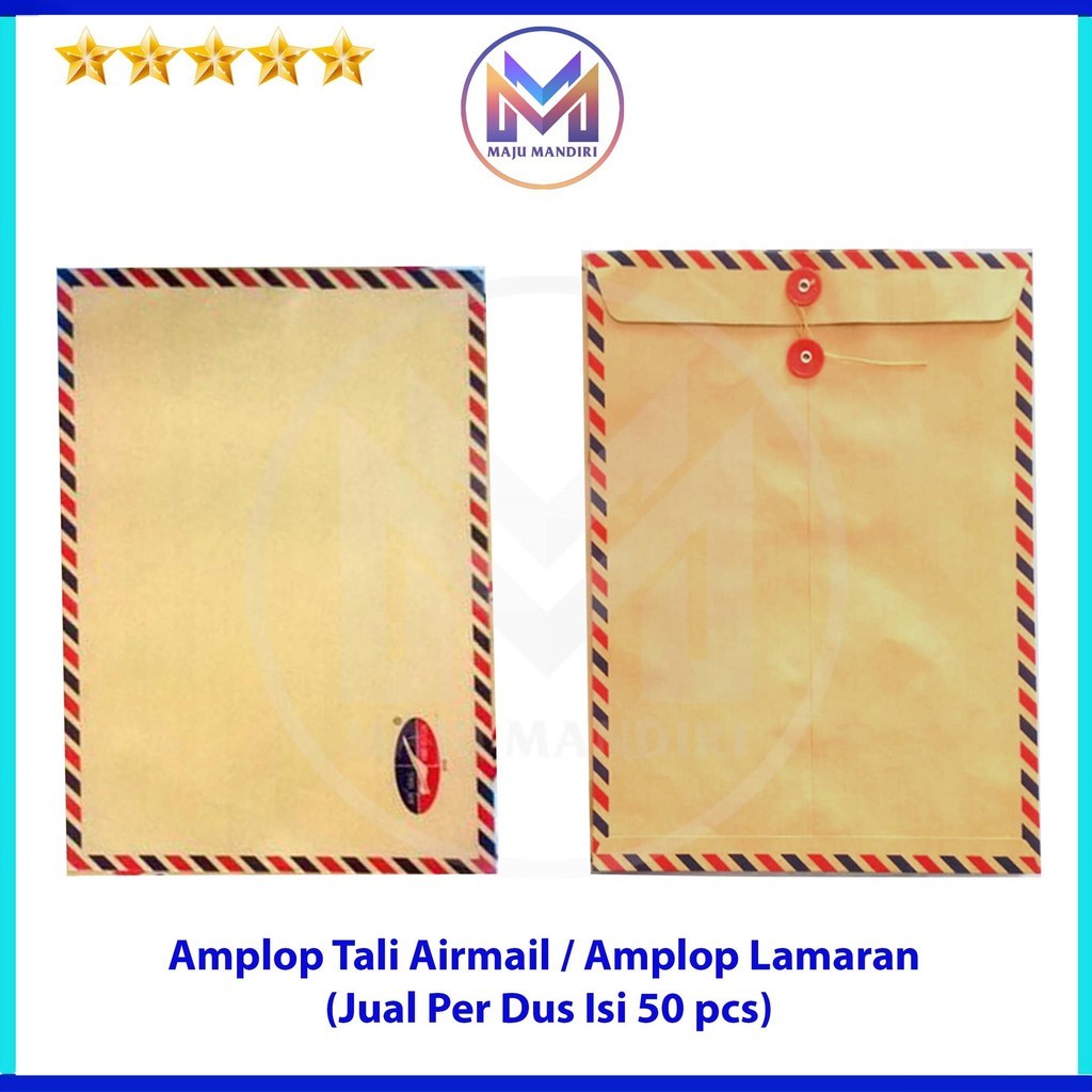 

Amplop Tali Coklat Airmail / Map Coklat Lamaran Kerja Isi 50 Pcs