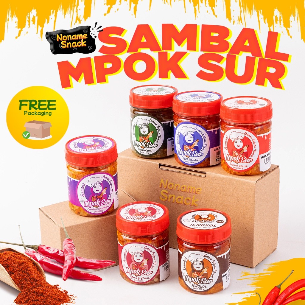 

NoName Snack - Sambal Mpok Sur Geprek Cumi Teri Bawang Pedas Grosir 140G - 200G