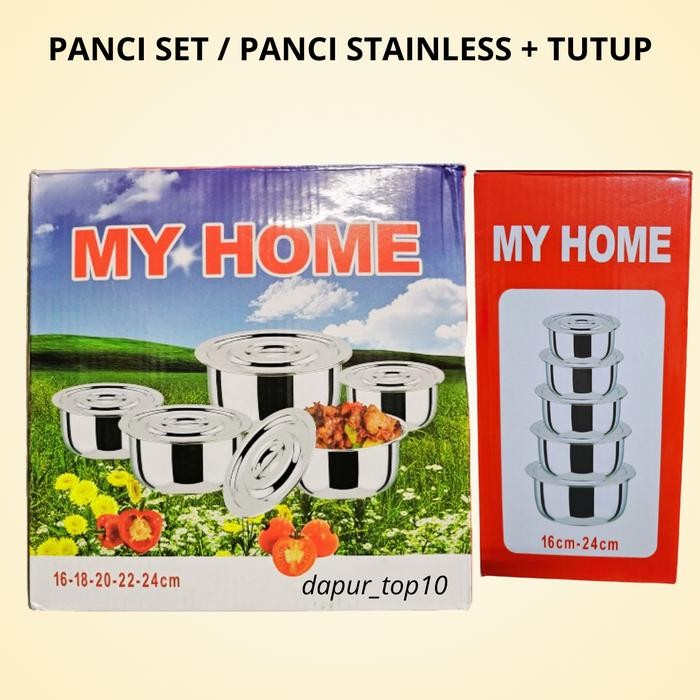 Panci Set / Susun 5 Stainless Steel / Panci India / Panci My Home Set / Panci Set / Panci Stainless