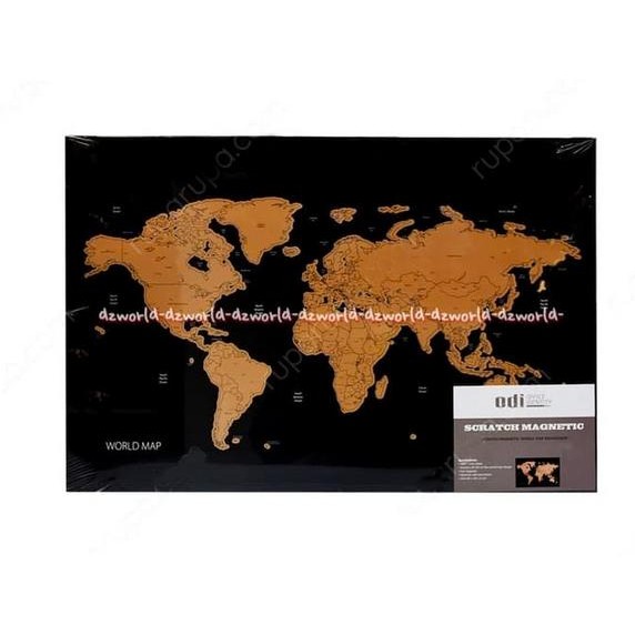 

No Na - Odi Scratch Magnetic Board Map 60X40X2 Cm Papan Magnet Peta Dunia