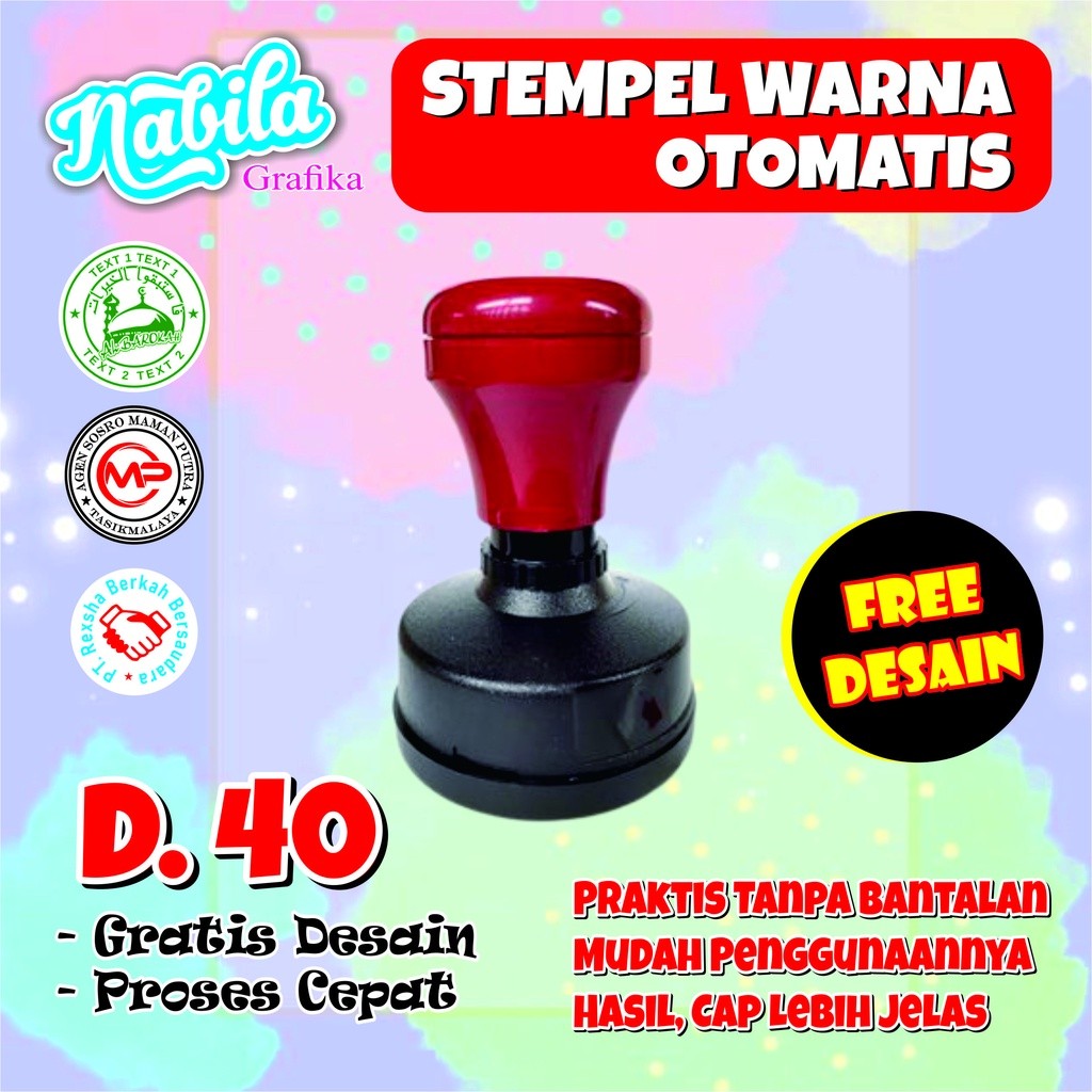 

STEMPEL CUSTOM UKURAN D.40 / STEMPEL LUNAS / STEMPEL NAMA / STEMPEL NAMA TOKO / CAP / WE!!