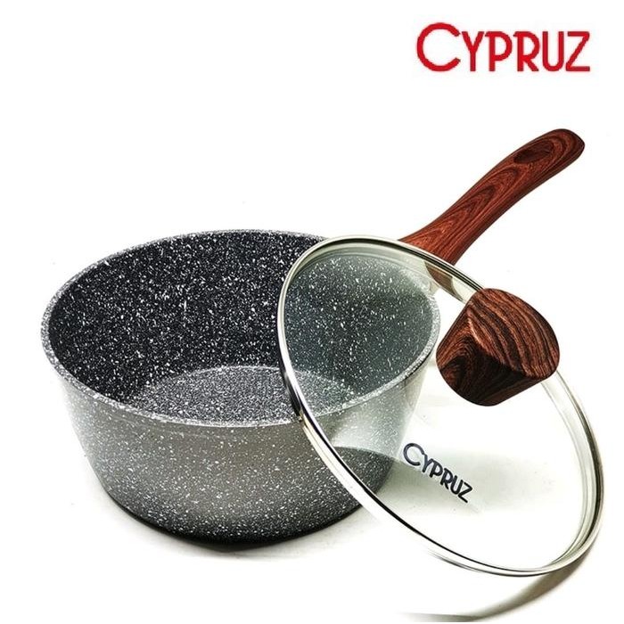 Sauce Pan Mpasi Anti Lengket Marble Ceramic Tutup Kaca Cypruz 18Cm #Gratisongkir