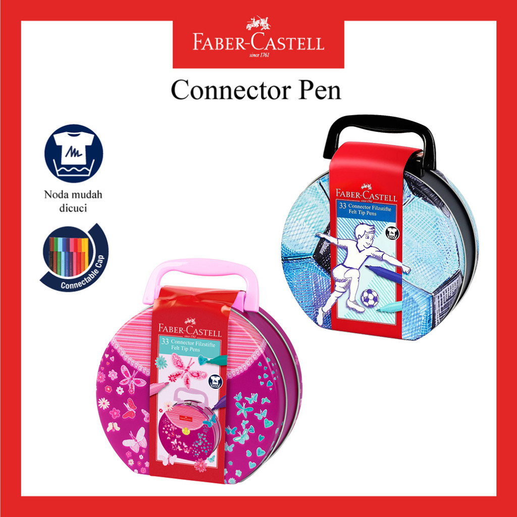 

Konektor Pen Faber Castell / Spidol Warna / Connector Pen in Soccer Gift Tin & Hand Bag Gift Tin