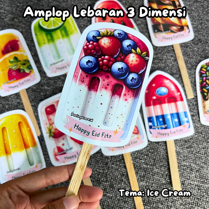 

(100pcs) Bahan Amplop Lebaran Ice Cream 2025 / Agpau THR Unik / Amplop Lebaran. Idul Fitri 2025 /