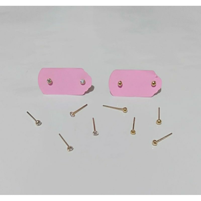 Anting Tindik Hidung Mata & Polos (Emas Muda 6K) JDw1
