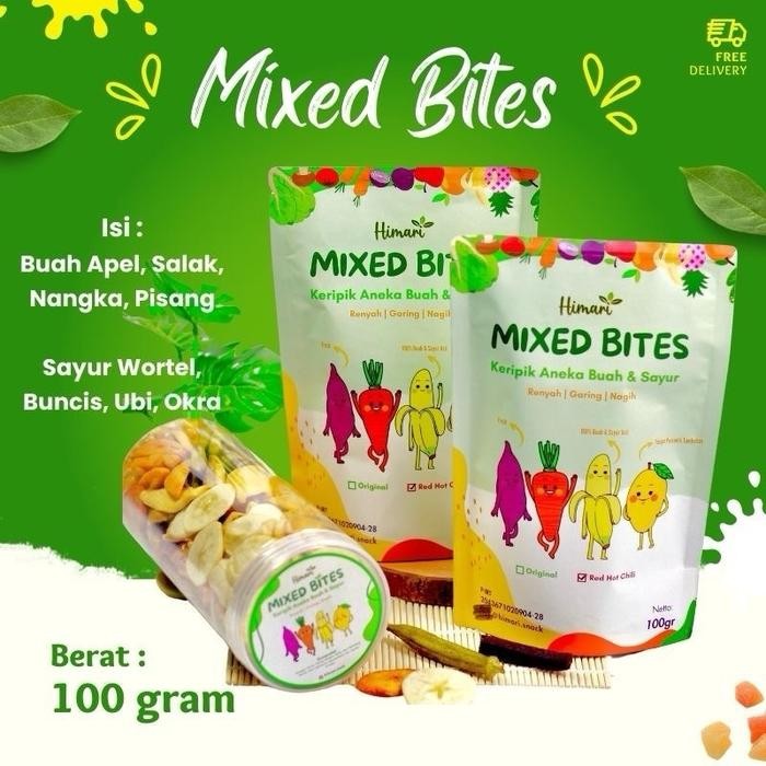 

Barbara.storee Mixed Bites Keripik Aneka Buah & Sayur Kemasan 100gr Kripik Crispy Apel