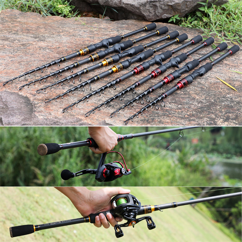 Sougayilang Joran Pancing Carbon 180/210cm Ultralight Teleskopik Pancingan Spinning Casting