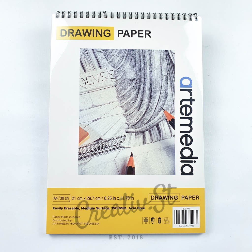 

ARTEMEDIA Drawing Book Sketch Book A4 30 Sheet Buku Sketsa Gambar Pensil Charcoal Arang 21 Cm X 30