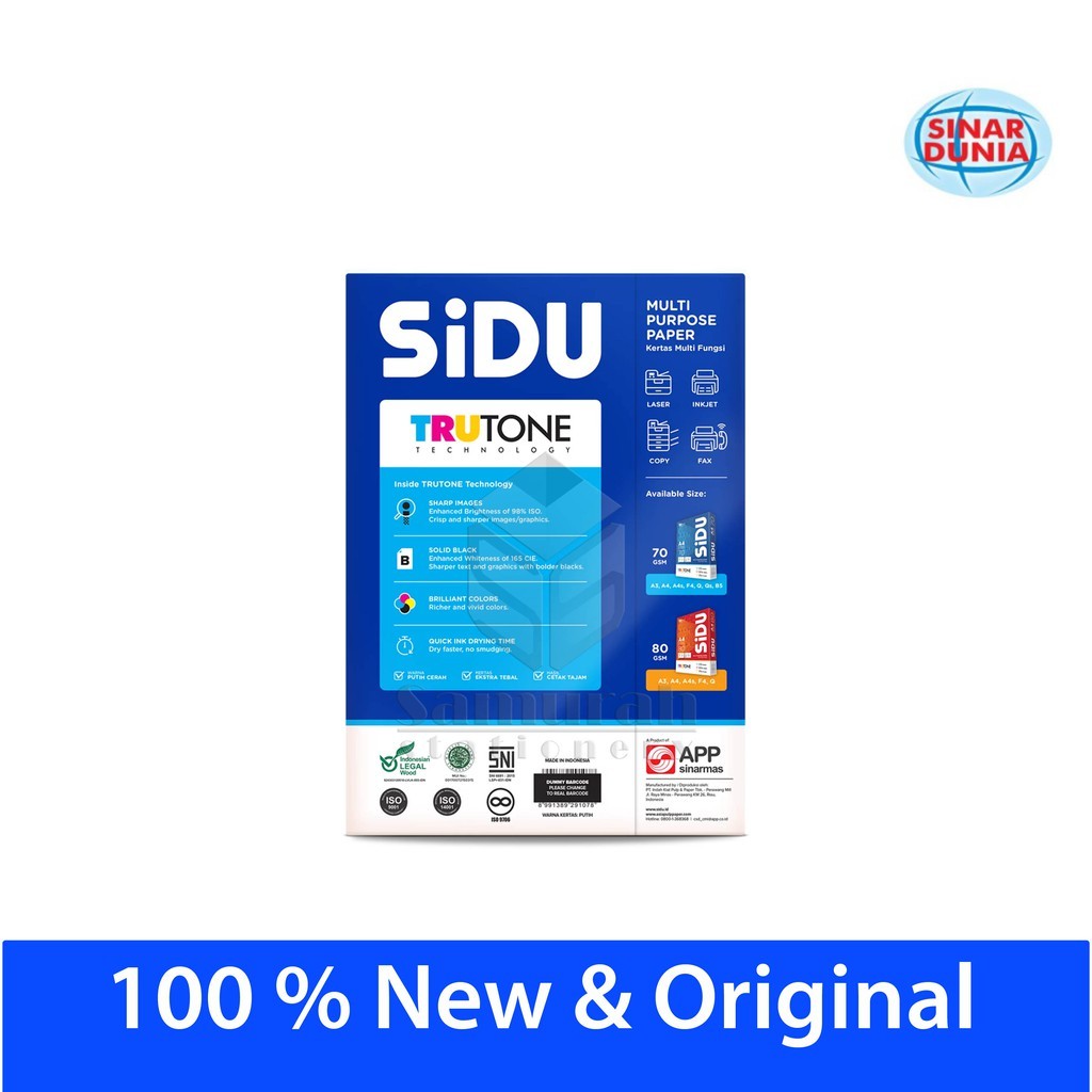 

Kertas HVS Sinar Dunia B5 70 Gsm / HVS Sidu B5 70 Gram / Kertas HVS Putih Sidu B570 Gsm / B5 70Gsm