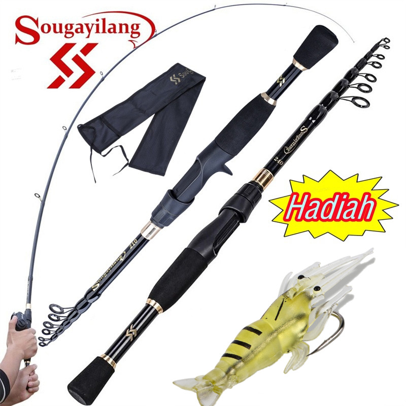 Sougayilang 1.8-2.4m Telescopic Joran Ultralight Spinning/Casting Joran Pancing Carbon Fishing Rod