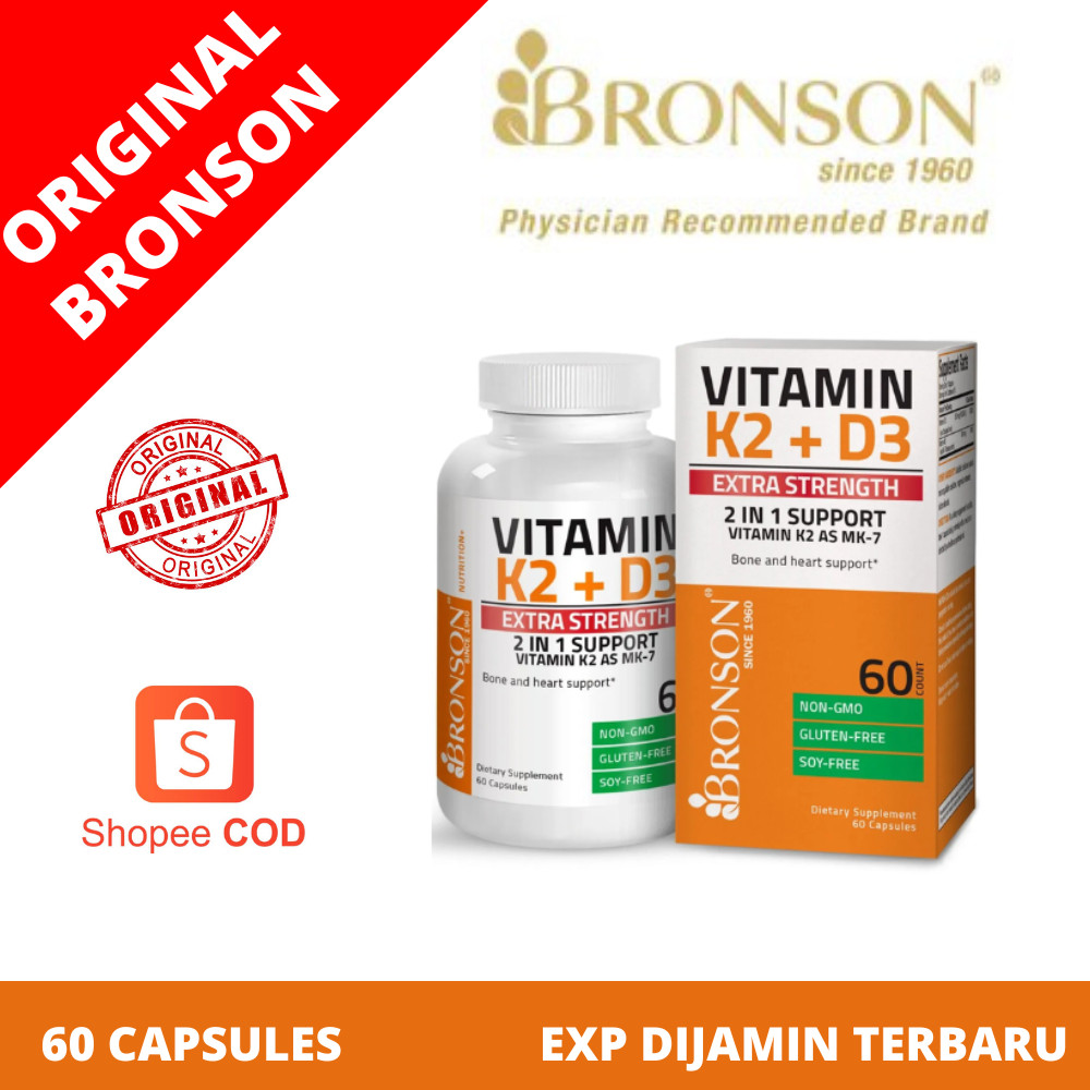 Bronson Vitamin K2 D3 10000 IU Vit K-2 D-3 isi 60 & 120 capsules
