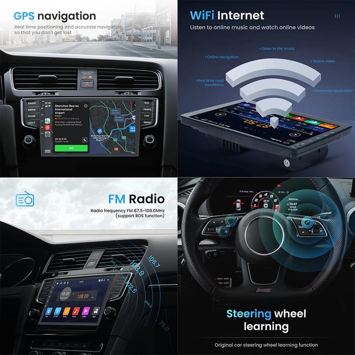 Head Unit Android 12 Double Din 7 Inch Skeleton Bluetooth Wifi Gps