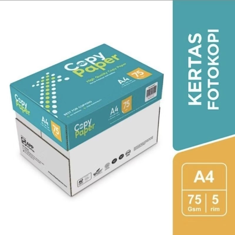 

Copy Paper Kertas HVS 75 GSM A4 / Kertas HVS A4 Fotocopy (Harga 1 Rim)