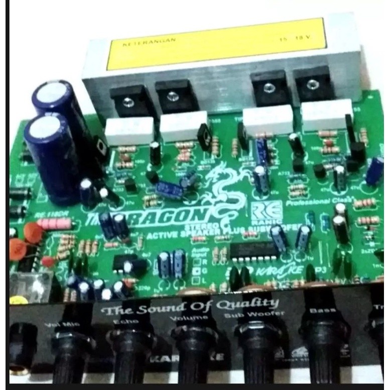 KIT AKTIF SPEAKER THE DRAGON POWER AMPLIFIER STEREO MIC ECHO PLUS SUBWOOFER