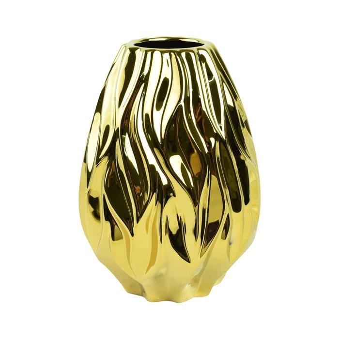 Informa Vas Keramik 25 cm Flaming - Gold Vase Wadah Tempat Bunga Home Deco Dekorasi Ruangan
