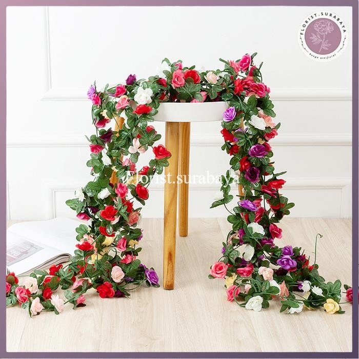 [COD] Bunga Rambat Mawar 2 Meter Bunga Juntai Mawar Bunga Gantung Dekor Rambatan Artificial Import