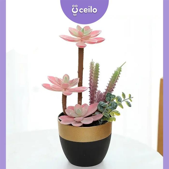 CEILO Kaktus Sukulen Plastik Imitasi Succulent Artificial Tanaman Kaktus Palsu Sukulen Plastik Mini