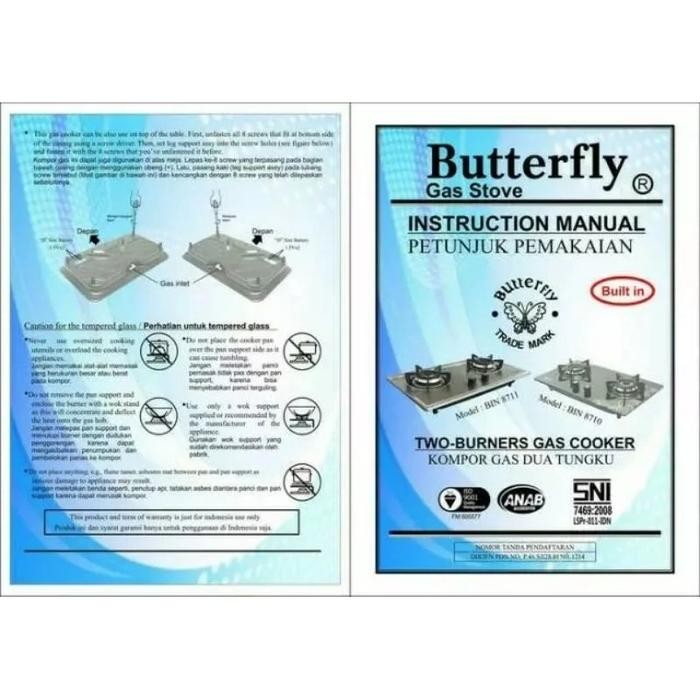 Kompor Tanam Bin 8711 Premium Butterfly Stainless Stell NEW