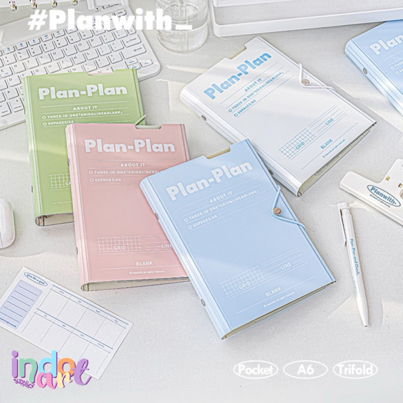 

(IAS) PlanWith Binder Notebook Diary Buku Catatan Pocket A6 Grid Blank Warna Pastel Cute Aesthetic