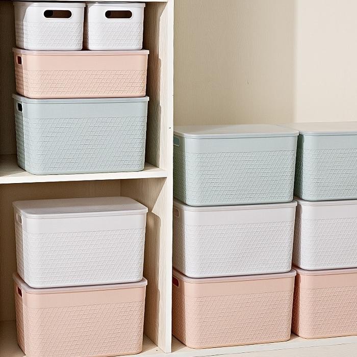 YHOME Kotak Penyimpanan Dengan Tutup Besar Bin Pantry Serbaguna Rak Kosmetik Storage Box Organizer