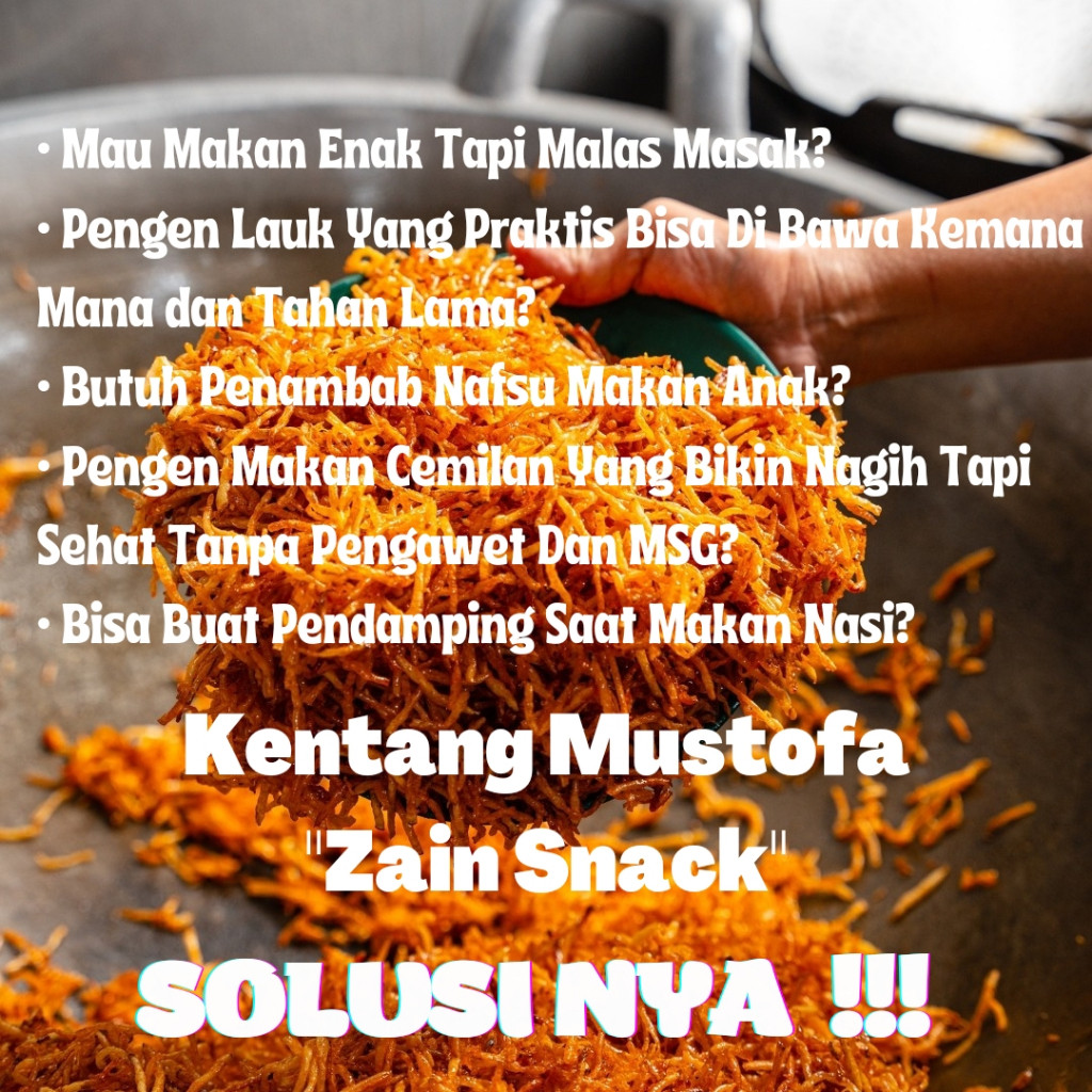 

Olivoliv Snack Zainsnack Kering Kentang Mustofa 100Gr Pedas Manis Balado Hemat Hingga 50%