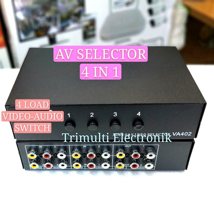AV Selector Switch RCA 4 load Video Audio