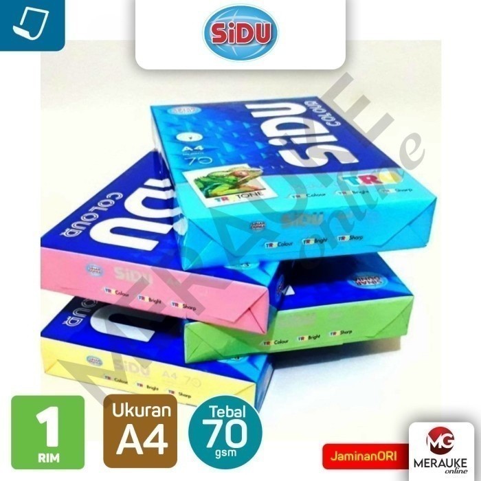 

Kertas HVS SiDu Warna A4 70 GSM 4 Warna