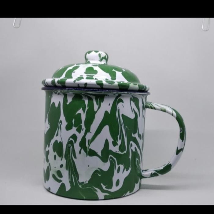 New ` TIMBANGAN Mug Gelas Enamel Burik / blirik / blurik / loreng Jadul 9 cm