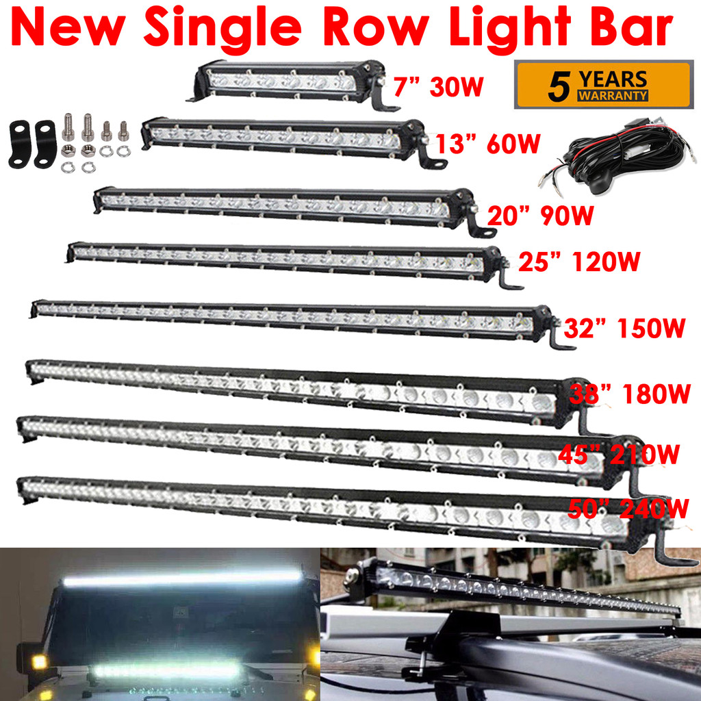 IMPORT Single Row Super Slim LED Light Bar 7" 13" 20" 25" 32" 38'' 45" 50" Inch LED Work Light Bar