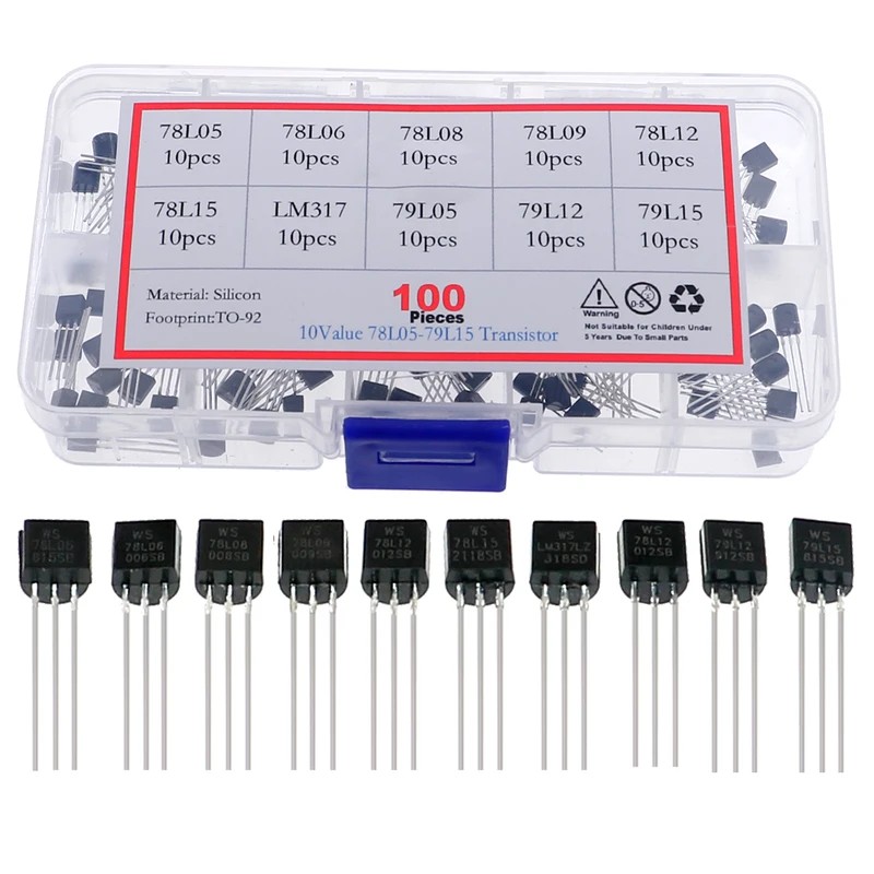 BEST SELLER 100pcs 10Value TO-92 Voltage regulator transistors Assortment Kit 78L05 78L06 78L08 78L0