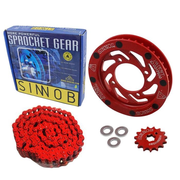 Gear Set Rantai Motor / Chain Kit Sinnob Jupiter Mx 135 Old Hitam