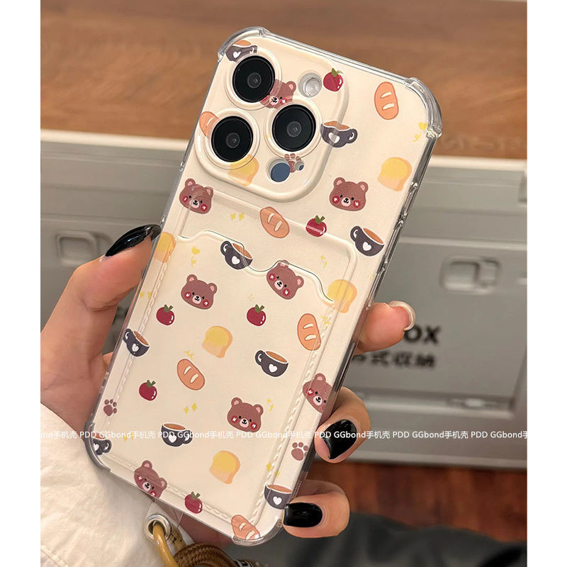 Anti Shock Beruang Lucu Card Holder Casing Redmi Note15 Pro plus 5G 15 13=13X Note 14 Pro Plus 5G A5