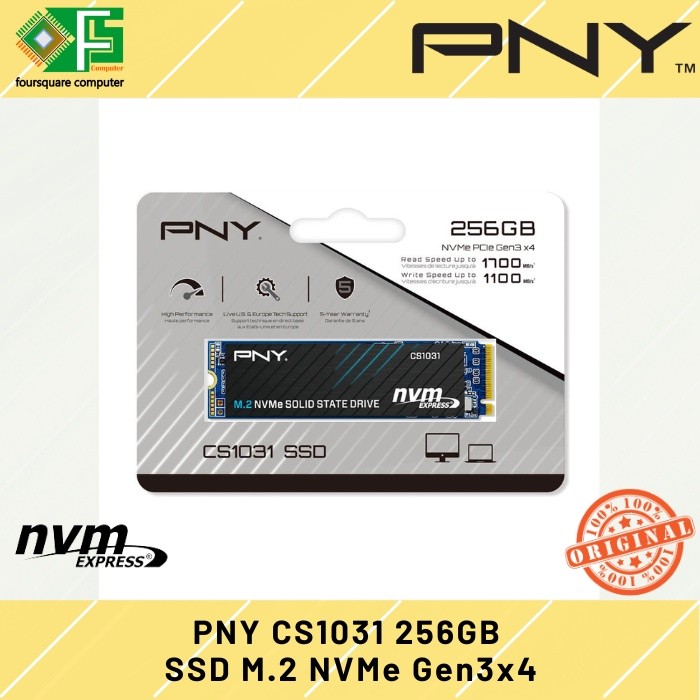 MD PNY CS1031 SSD M.2 NVMe 256GB PCIe Gen3 x4 Resmi M2 2280 NVMe 256 GB Resmi