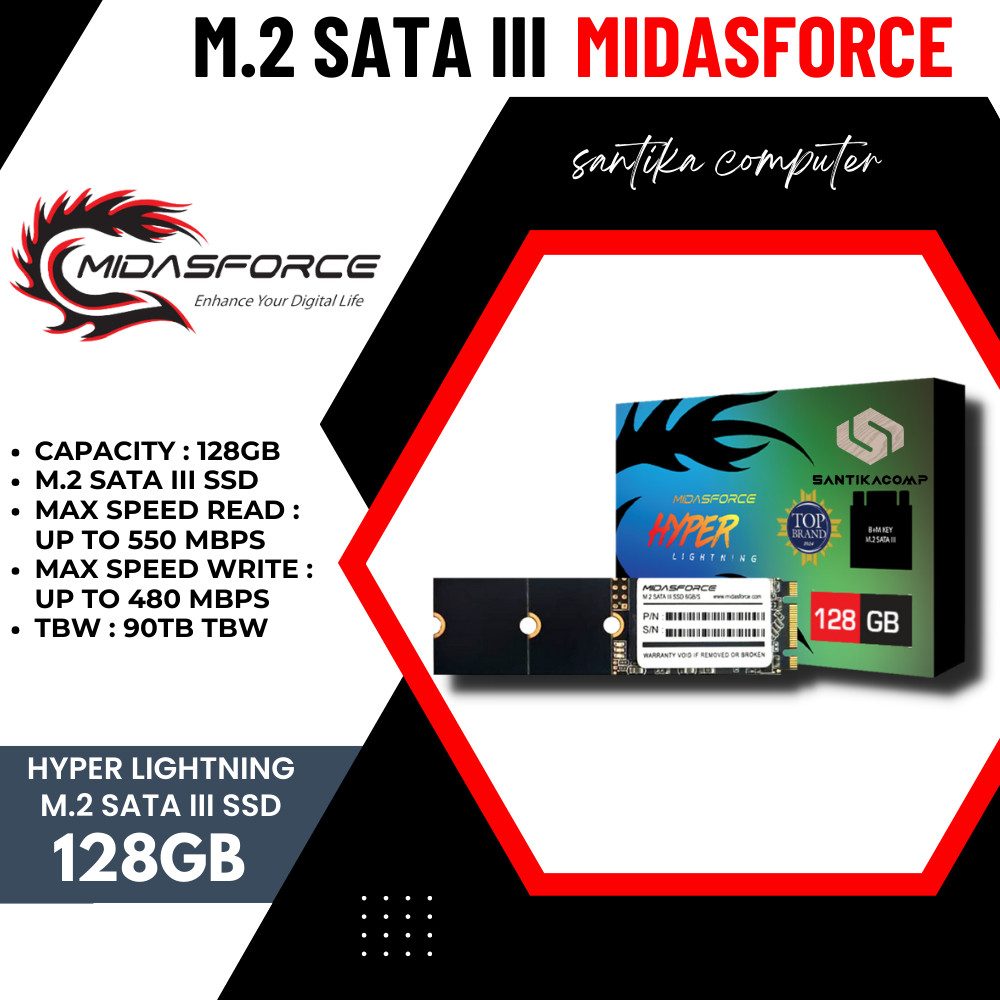 MD M.2 128GB MIDASFORCE SSD HYPER LIGHTNING (M2-0128-HG) 128 gb
