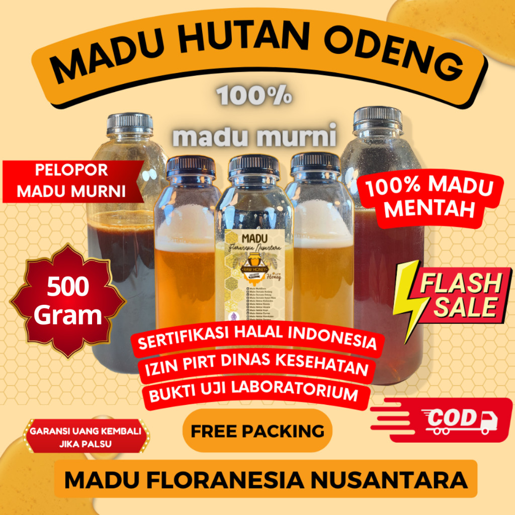 

MADU MURNI MADU ASLI HUTAN ODENG 500 Gram KUALITAS PREMIUM FULL NEKTAR 100% RAW HONEY MADU