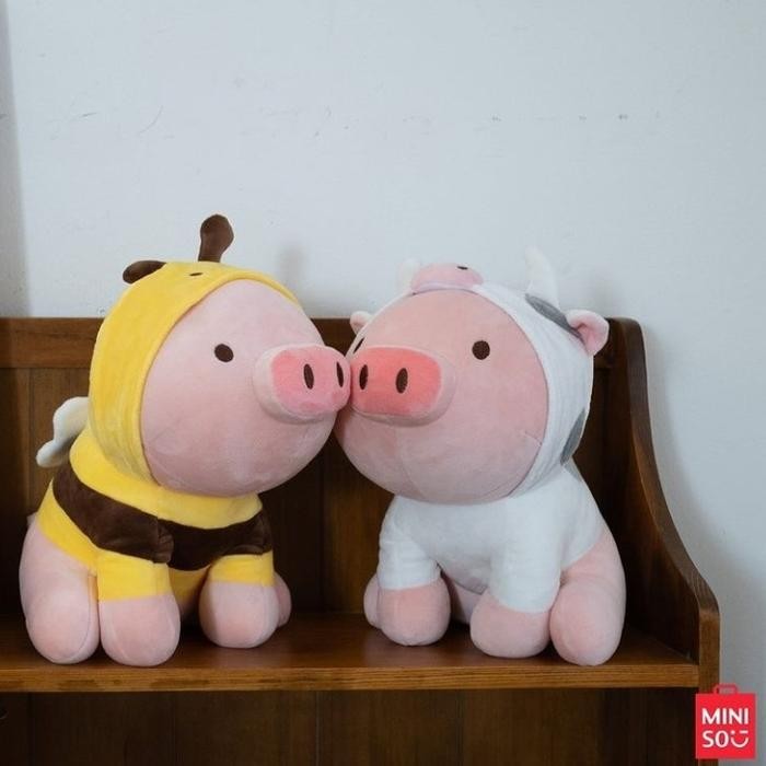 Boneka Babi MINISO Lucu - Piglet Plush toy with Hoodie 35Cm