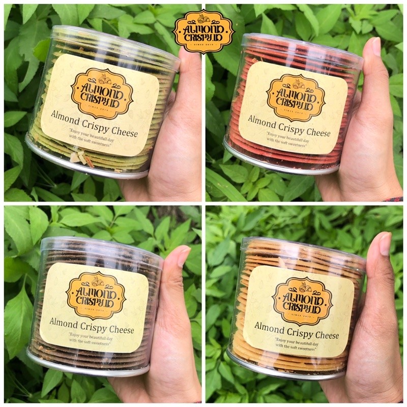 

Almond Crispy Cheese 150gr - Cookies/Kue Kering Premium - Vanilla / Dark Choco / Greentea /