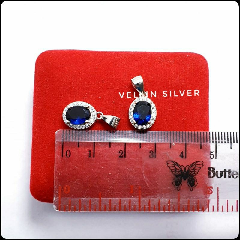 Liontin Perak 925 Asli / Perhiasan liontin silver 925 lapis emas putih / Liontin Zircon Mata Biru