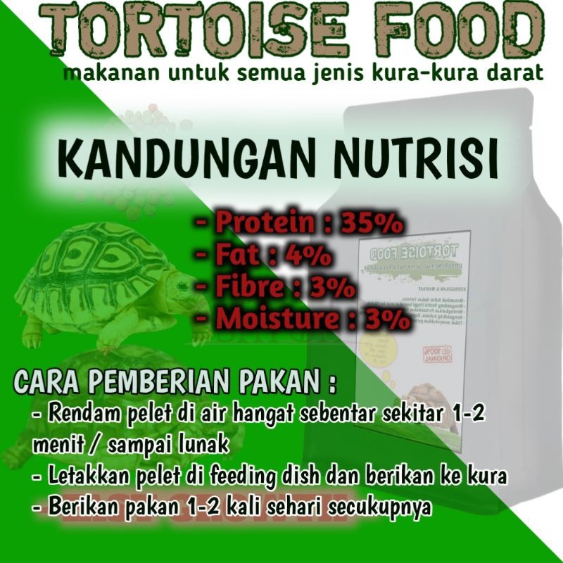 500GR MAKANAN KURA DARAT TORTOISE FOOD PELET SULCATA PARDALIS ALDABRA YNIPHORA SULKATA KURAKURA