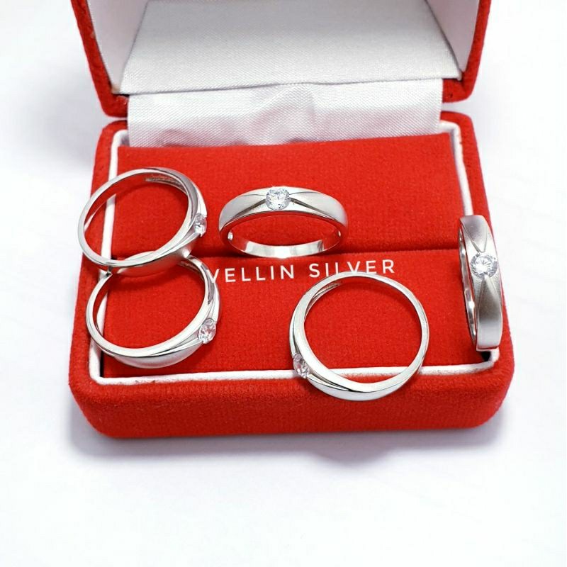 Cincin Silver 925 Asli Lapis Emas Putih - Cincin Pria Cincin Wanita Perak 925 Model Satu Mata