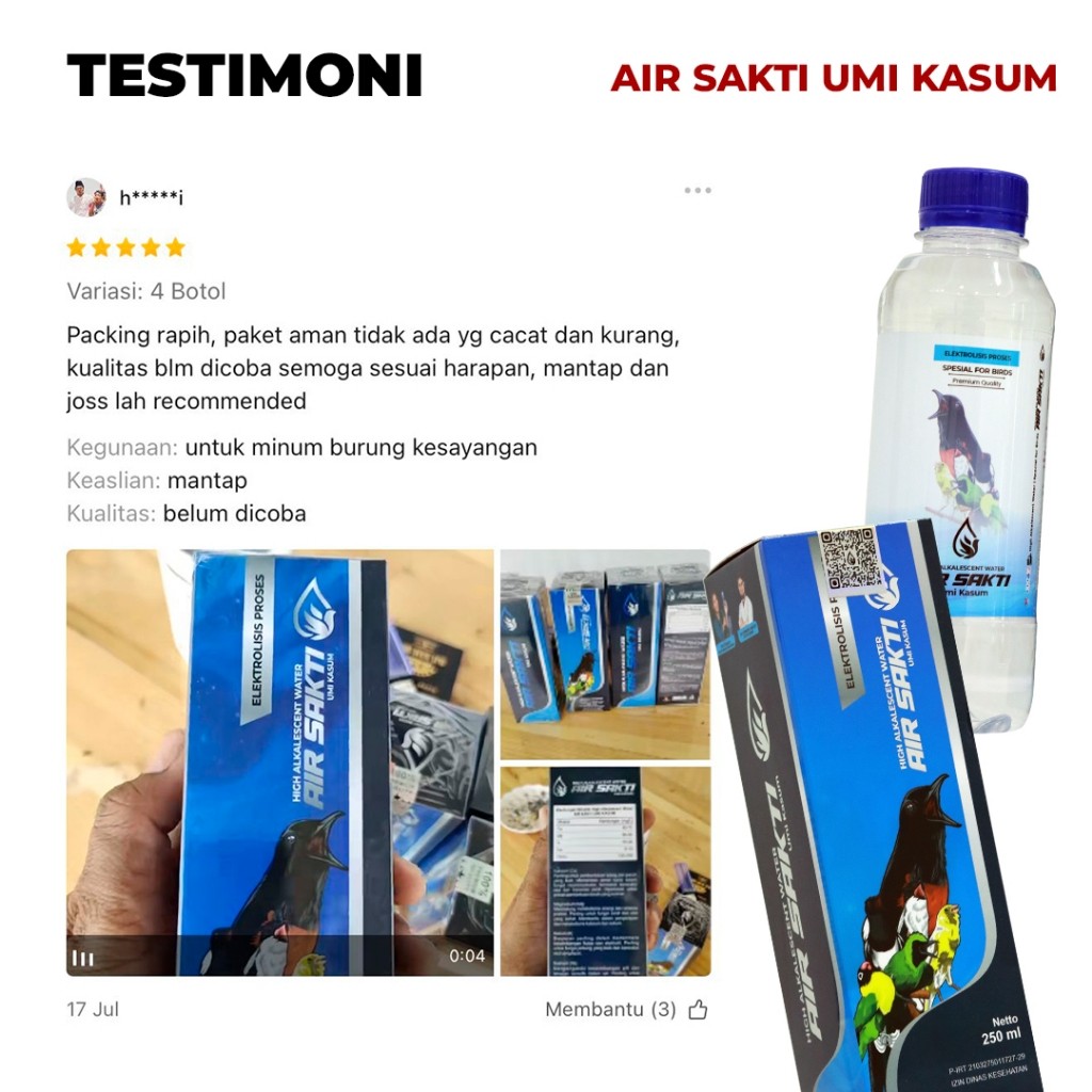 Air Sakti Umi Kasum Air Burung Murai Batu Ekor Panjang Trotol Jantan Gacor Air Minum Burung Juara