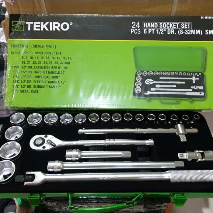 Ta_ Kunci Sok Tekiro 24 Pcs Box Metal / Box Besi