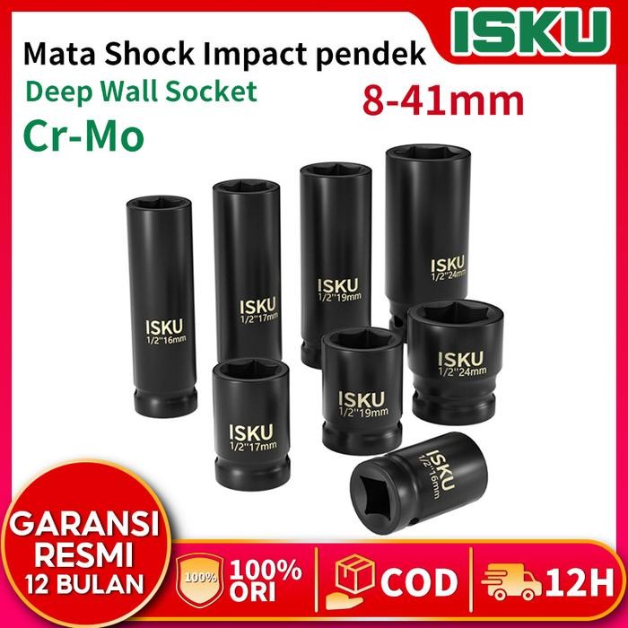 Ta_ Isku Mata Kunci Shock Impact 24Mm 1/2 Impact Mata Shock Pendek 8-24Mm