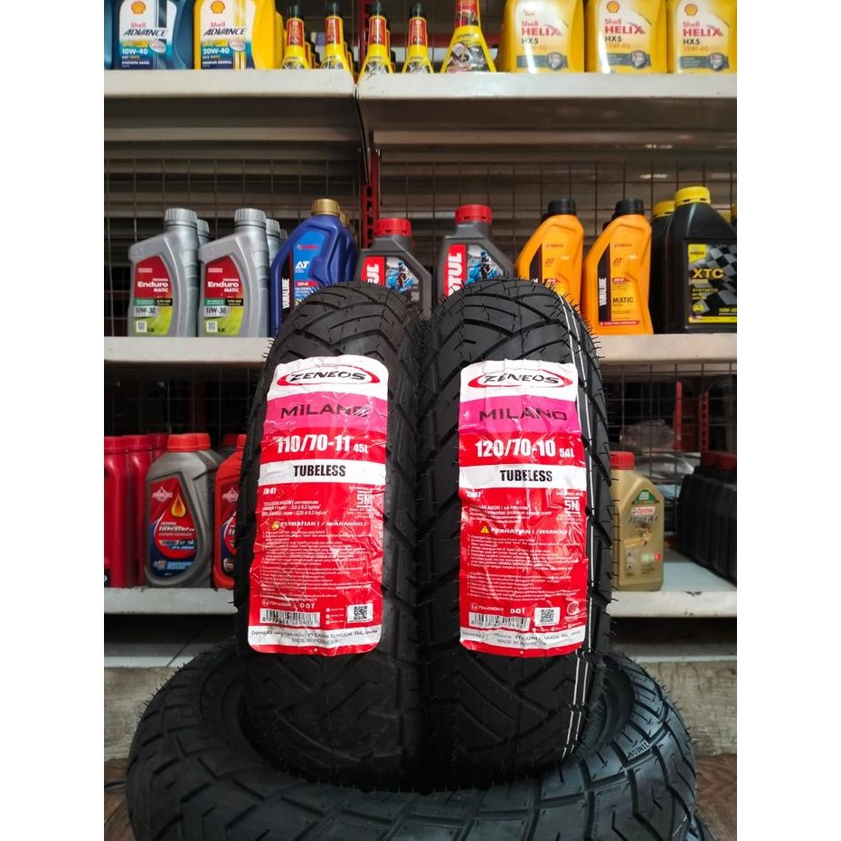 PREMIUM SEPASANG BAN VESPA LX125 & VESPA S125 ZENEOS MILANO 110/70-11 & 120/70-10 TUBLES