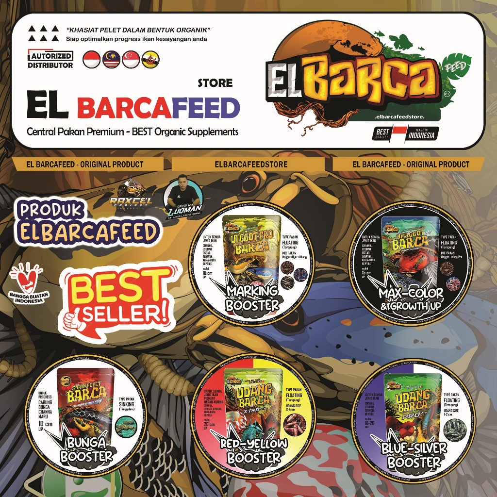 PAKET PAKAN CHANNA PULCHRA (Push Sirip Fin Ekor Biru, Yellow Spot, Full Dot) + Sticker Channa Gratis