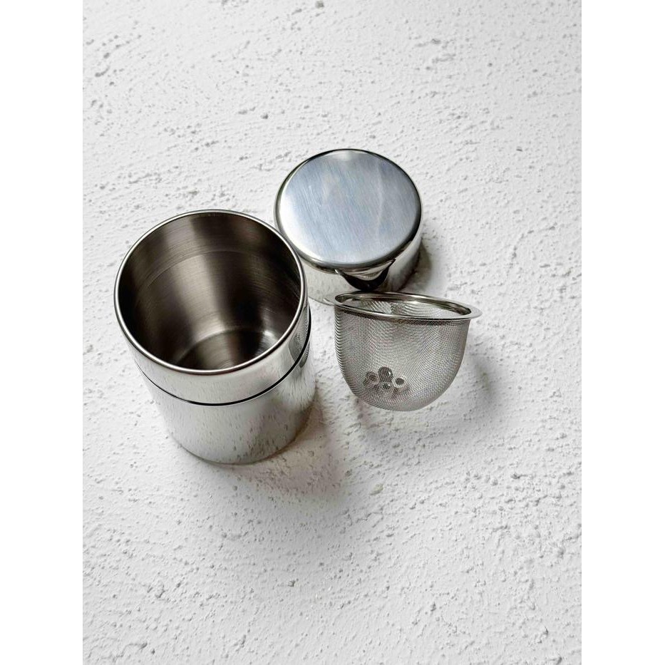 Kontainer + Saringan Bubuk Matcha - Stainless Steel Container + Mesh