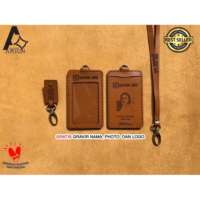 

Gantungan Id Card Holder Name Tag Kulit Lanyard + Capitan Terlaris