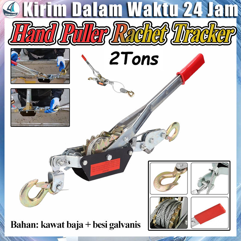 Stok Tersedia2 Ton Hand Puller Katrol Rachet Tracker Hand Takel Kapasitas Sling Hand Winch Offroad